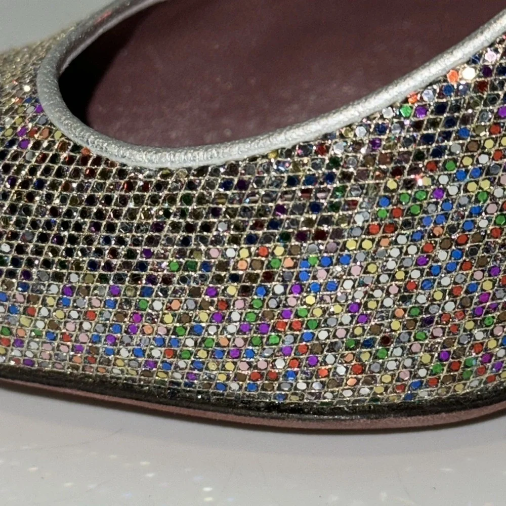 Jean Michel Cazabat Silver Sparkly Disco Ball Stiletto Heels Pumps Women’s 38